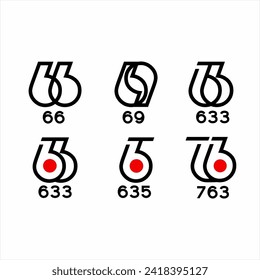 Logo design for the numbers 66, 69, 633, 635, 763 in line art style.