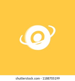 Logo design of O in coin vector for crypto currency, block chain and technology. Minimal awesome trendy professional logo design template on yellow background.