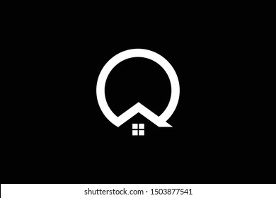 Logo design of O Q in vector for construction, home, real estate, building, property. Minimal awesome trendy professional logo design template on black background.