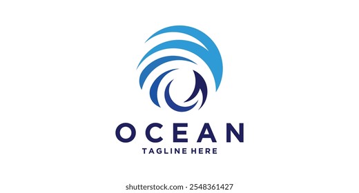Diseño de logotipo océano, ola, agua, Vector de diseño de logotipo, símbolo, icono, idea, creativo.