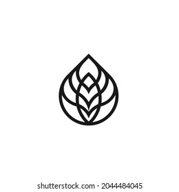 Logo Design Of Oil Drip Tree Growth Leaves with Minimalist Line Style