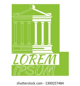 Logo design. Old temple. Vector Illustration.