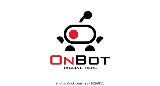 logo design of the on button combined with a robot.