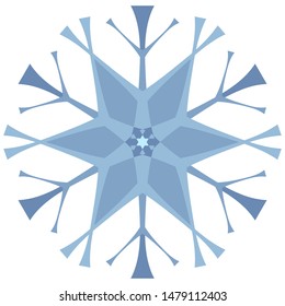 Logo for design on winter themes in the style of hand-drawing. Snow icon blue on white background. Element for abstract background, christmas texture.