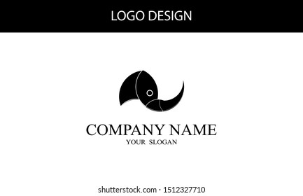 logo design with one head rhinoceros. simple, golden ratio method, black and white.
