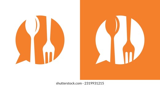 logo design online food,talk with spoon and fork icon vector inspiration