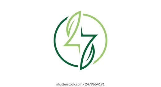 diseño de logo para energía orgánica, rayos, hojas,. logo diseño Plantilla, icono, Vector, simbolo, creativo, idea.