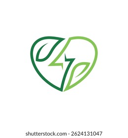 logo design for organic energy, lightning, leaf. logo design template, icon, vector, symbol, creative, idea.