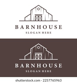 Logo design of organic farm house or barn or barn and animal farmhouse vintage.Vintage country logo.