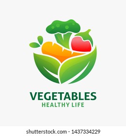 Logo design of organic food and fresh vegetables
