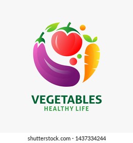 Logo design of organic food and fresh vegetables