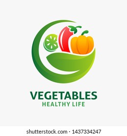 Logo design of organic food and fresh vegetables