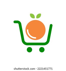 Logo design of organic fresh fruit in vector