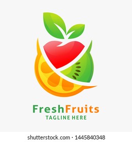 Diseño de logotipos de frutas frescas orgánicas	