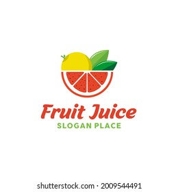 Logo design of organic fresh fruits. fruit apple pear watermelon logo