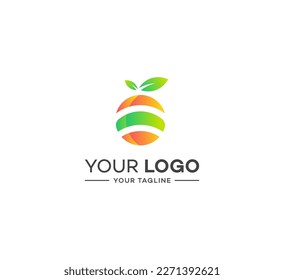 Logo design of organic fresh fruits. Orange logo.