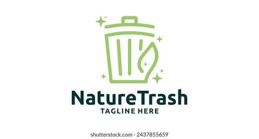 logo design organic trash, natural trash, logo design template, creative idea symbol.