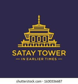 logo design outline of satay bandung building
