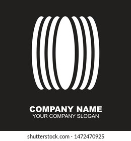Logo design of an oval shape surrounded by semicircular objects on the right and left. Vector logo in black background.