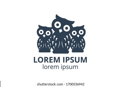 logo design of owl template in creative shape isolate vector illustration. use for any modern business like consultant, website corporate, education company, application, e-sport badge.