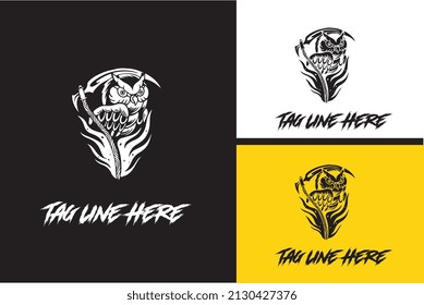 logo design of owl vector black and white