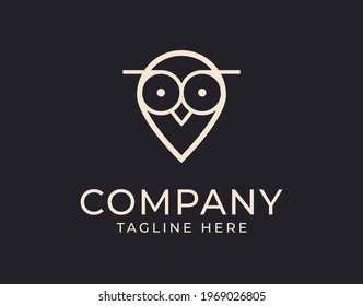 Logo Design of Owl. Vector Illustration of Simple Thin Line of Owl. Vintage Modern Vector Line Art Design Template
