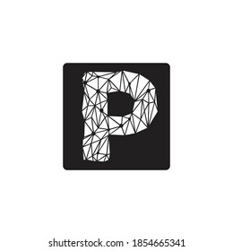 Logo design P in a box frame with connected circles in the letter P, can be used for logo and icon designs