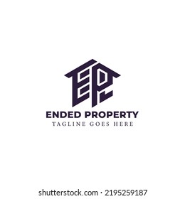Logo design of P EP PE in vector for construction, home, real estate, building, and property. Minimal awesome trendy professional logo design template on white background.