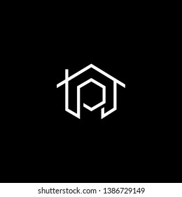 Logo design of P in vector for construction, home, real estate, building, property. Minimal awesome trendy professional logo design template on black background.