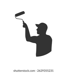 logo design for painting services, construction, paint repair, painter, contractor logo, vector, silhouette, housework, professional, renovation, logo, design, construction, decoration, house, service