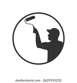 logo design for painting services, construction, paint repair, painter, contractor logo, vector, silhouette, housework, professional, renovation, logo, design, construction, decoration, house, service