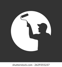 logo design for painting services, construction, paint repair, painter, contractor logo, vector, silhouette, housework, professional, renovation, logo, design, construction, decoration, house, service