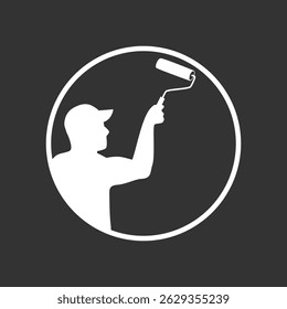 logo design for painting services, construction, paint repair, painter, contractor logo, vector, silhouette, housework, professional, renovation, logo, design, construction, decoration, house, service