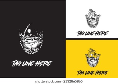 logo design of palm and mount vector black and white