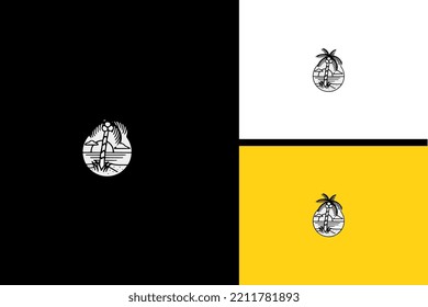 logo design of palm and sea vector line art design