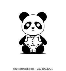 Logo-Design eines Panda sitzt mit beiden Händen