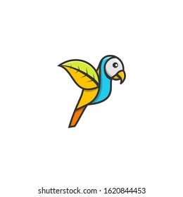 Logo design parrot and leaf illustration colorful modern style