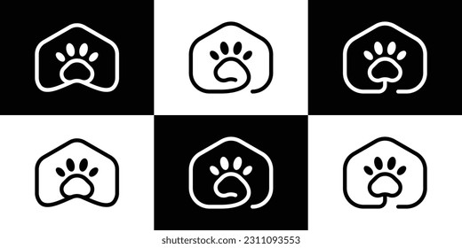 logo design paw animal pet and home minimalist icon vector illustration