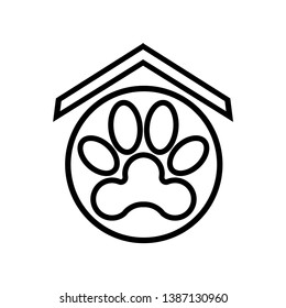 Logo design of paw and house symbol. Represent the caring for Dog. Design for animal lover and dog owner. 