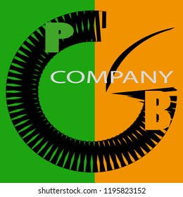 Logo Design PB Letters, semicircle, zigzag, template 