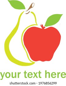 logo design for pear and apple in red and green color