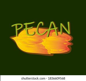 diseño de logotipo con nuez de peca sobre fondo verde