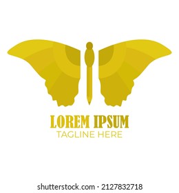 logo design pencil pattern with butterfly silhouette.