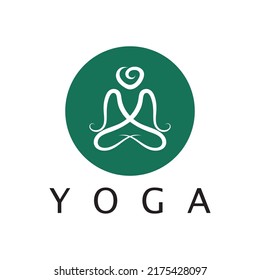 diseño de logotipo de personas que hacen símbolo de yoga ilustración de icono vector