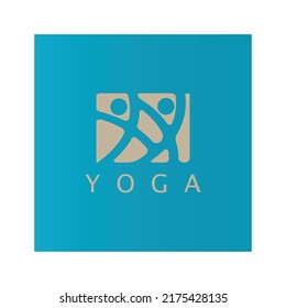 logo design of people doing yoga symbol icon illustration vector