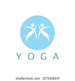 logo design of people doing yoga symbol icon illustration vector