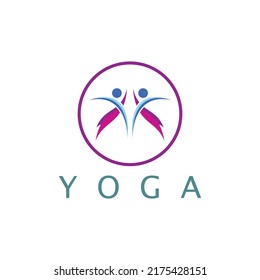 diseño de logotipo de personas que hacen símbolo de yoga ilustración de icono vector