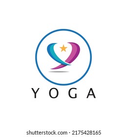 logo design of people doing yoga symbol icon illustration vector
