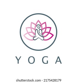 logo design of people doing yoga symbol icon illustration vector