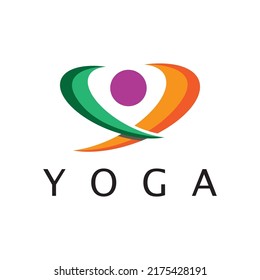 Logo-Design von Menschen, die Yoga Symbol-Vektorgrafik
